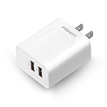 Pisen 12W Dual USB Wall Charger (1A 2.4A) for iPad Air/mini, iPhone, Samsung and More