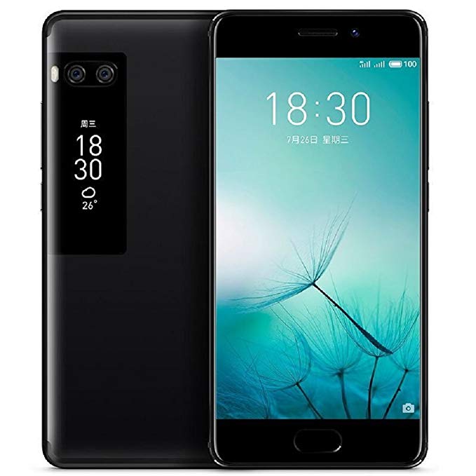 Unlocked Smartphone Meizu Pro 7 Plus 4G LTE Cell Phone Deca Core 6GB RAM 64GB ROM 5.7" 2K Super AMOLED Two-Sided Screen Dual Rear 12MP Camera Mobile Phone Black