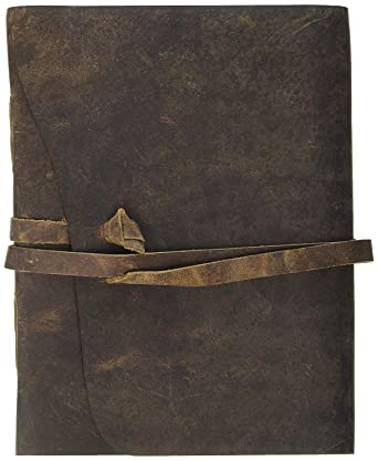 Leather Journal Unlined Writing Note Book, Hand Crafted, Traveler’s Journal, Men & Women Personal Diary, Antique Genuine Soft & Vintage Brown Leather 8 x 6 Inches