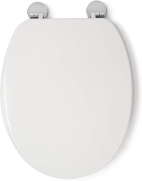 Croydex Flexi-Fix Kielder Always Fits Never Slips Anti Bacterial Toilet Seat, Wood, White, 45 x 37.5 x 6 cm