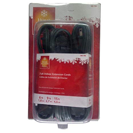 Home Accents Holiday 3pk indoor light-duty extension cords Item# 185-795 UPC# 6935554912179