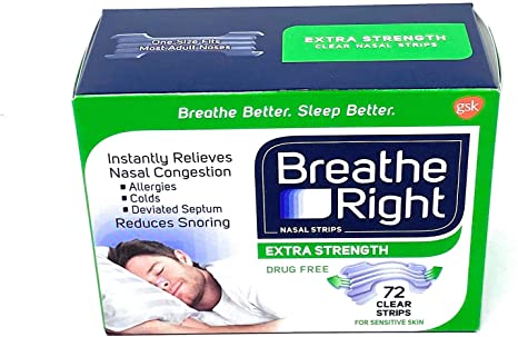 Breathe Right Nasal Strips, Extra Clear for Sensitive Skin, 72 Clear Strips