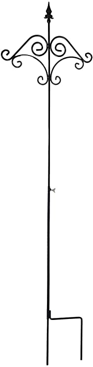Ashman 91 Inch Adjustable Shepherds Hook With Floral Design 5/8 Inches Thick, Super Strong, Rust Resistant Steel Hook for Hanging Plant Baskets, Bird Feeders, Lanterns, Wind Chimes and use at Weddings