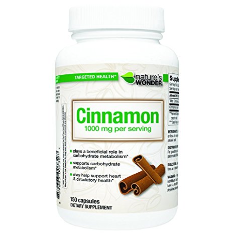 Nature's Wonder Cinnamon 500 mg Capsules, 150 Count