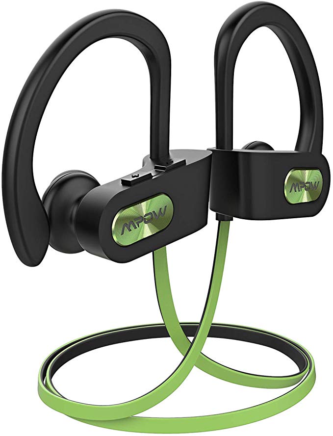 Mpow Flame Bluetooth Headphones, IPX7 Waterproof Wireless Sport Headphones, Bass /Hi-fi Stereo/in-Ear Earphones w/Mic, 7-9 Hrs Playtime Sport Headphones, Perfect for Running and Gym Workout (Green Black)