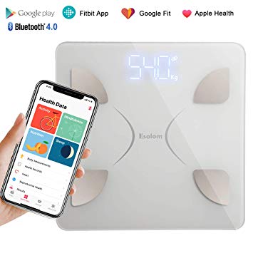 Body Fat Scale，Bluetooth Smart BMI Scale Wireless Digital Weight Scale, Body Composition Analyzer with Smartphone App for Body Weight, Fat, Water, Bone Mass, BMR, Muscle Mass