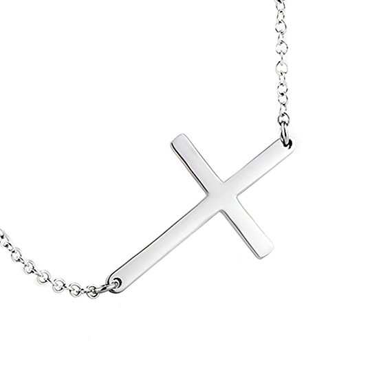 925 Sterling Silver Sideways Cross Necklace