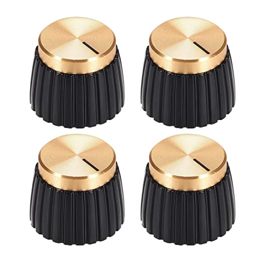 uxcell 4pcs Potentiometer Knob Style Amplifier Replacement Knob Black with Gold Cap Volume Control Knob