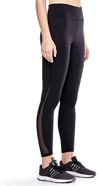 CRZ YOGA Women's Naked Feeling High Waist 7/8 Mesh Tight Workout Leggings with Zip Pocket-25 Inches