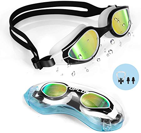 TOPLUS Swim Goggles, Swimming Goggles No Leaking Anti Fog UV Protection Triathlon for Adult Men Women Youth Kids Child