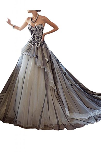 MILANO BRIDE Stunning Ball Gown Strapless Organza Applique Wedding Dress In Color