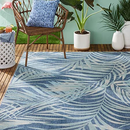 Home Dynamix Tommy Bahama Malibu Palm Springs Indoor/Outdoor Area Rug, Navy Blue/Aqua Blue, 5'3"x7'3" Rectangle