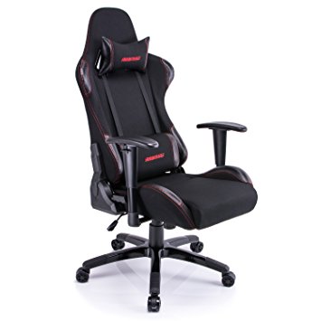 Aminiture Big and Tall Gaming Chair Black, High Back Recliner Chair,Fabric Computer Chair,Swivel Office Chair with Lumbar Support