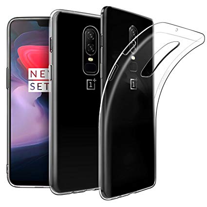 EasyAcc Slim Case for OnePlus 6, Soft TPU Crystal Clear Anti Slip Case Transparent Back Protector Cover Compatible with OnePlus 6