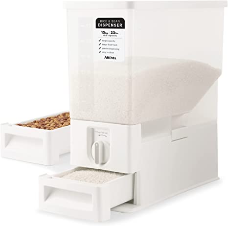 Aroma 33 lbs Rice & Bean Dispenser, Dry Food Storage Bin (ARD-133)