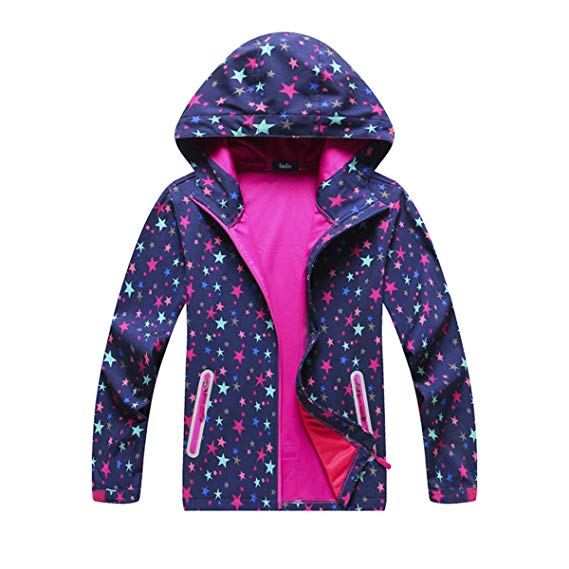 MGEOY Boys Girls Rain Jackets Lightweight Waterproof Hooded Raincoats Windbreakers for Kids