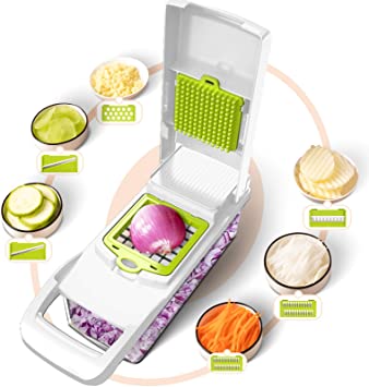 AVE Vegetable Chopper Onion Chopper Dicer - Vegetable Slicer Dicer Cutter with Container and 5 Blades,Egg Separator