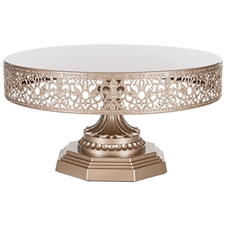 Victoria Collection Champagne 12 Inch Metal Cake Stand, Round Wedding Birthday Dessert Cupcake Pedestal