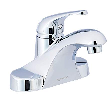 AmazonBasics Classic Single-Handled Bathrom Basin Faucet, 4 Inch, Polished Chrome