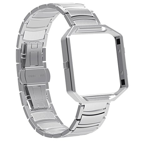 For Fitbit Blaze Bands Small/Large,Austrake Stainless Steel Replacement Bands with Metal Frame for Fitbit Blaze Smart Fitness Watch for Women Men.