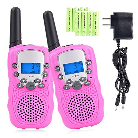 Walkie Talkies for Kids, Funkprofi 2 Way Radios Toy Walkie Talkie 22 Channels 3 Miles with Rechargeable Batteries for Outdoor Adventures, Pack of 2 (Pink)
