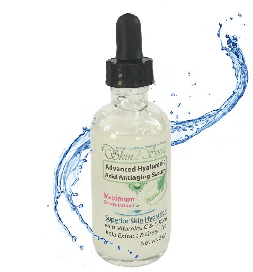 Advanced Hyaluronic Acid / Antiaging Face Serum - Large 2 oz. Bottle w/Travel Cap - Highest Quality Anti-wrinkle Ingredients - Vitamins C, E, Gotu Kola & Green Tea