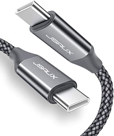 USB C to USB C 60W Fast Charging Cable, JSAUX[2 Pack 3.3ft] USB Type C Charger Cord Compatible with Samsung Galaxy S20 S20  S20 Ultra Note 10 Plus A80, Google Pixel 2/3/3a/4 XL, iPad Pro 2018 etc-Grey