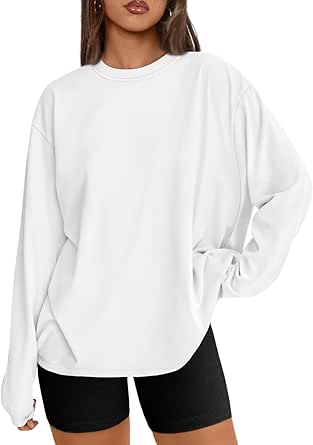 Trendy Queen Womens Oversized Long Sleeve T Shirts Basic Crewneck Tee Fall Tops Casual Workout Fashion Casual Y2K Clothes