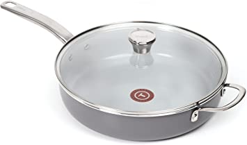 T-fal Fresh Ceramic Non-Stick Jumbo Cooker, Recycled Aluminum Cookware, 5 quart, Gray