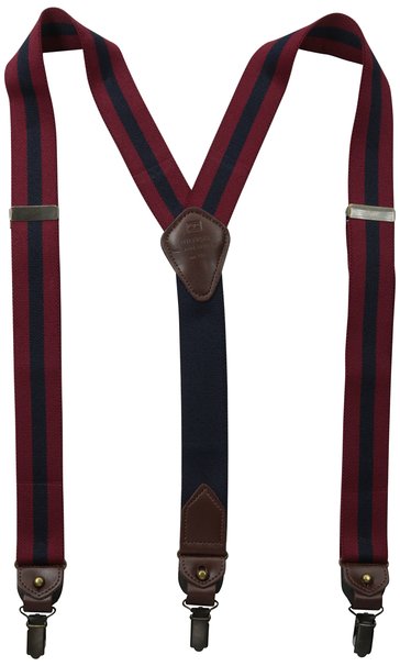 Tommy Hilfiger Men's 32mm Stripe Suspender With Clip and Button End With Strap