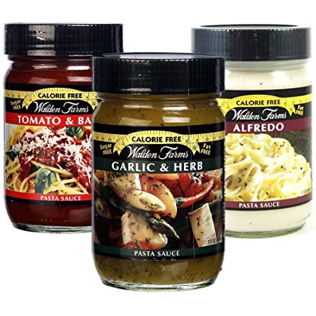 Walden Farms Garlic & Herb Pasta Sauce / Pasta Sauce Alfredo / Pasta Sauce Tomato and Basil 12 fl oz - Pack of 3