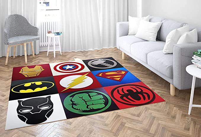Supstar Superhero Area Rugs - 3D Digital Print Superhero Graphic Carpet Living Room Bedroom Sofa Mat Door Mat Kitchen Bathroom Mat Carpet for Home Decoration (X-Large, 9)