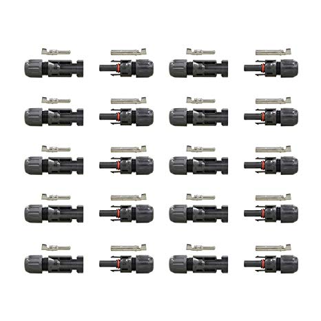 HQST MC4 Male/Female Solar Panel Cable Connectors (10 Pairs)