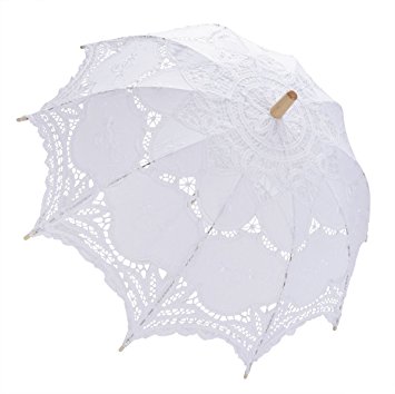 White Wedding Lace Parasol Umbrella Victorian Lady Costume Accessory Bridal Party Decoration Photo Props