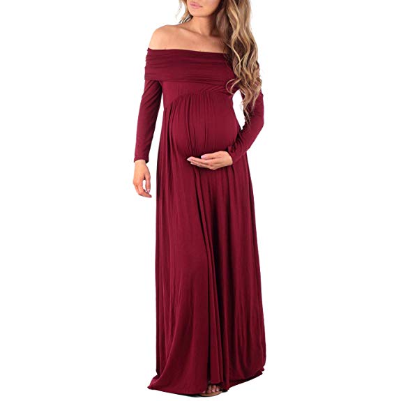 Women's Cowl Neck and Over The Shoulder Ruched Maternity and Nursing Dress by.