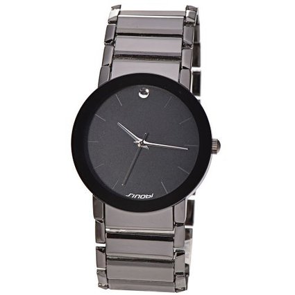 Black Dial Quartz Analog Watch Men's Dress Wristwatch Gift
