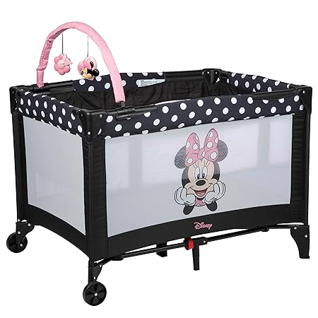 Disney Baby 3D Ultra Play Yard with Bassinet and Storage Bag, Peeking Minnie