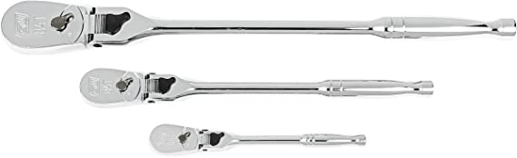 GEARWRENCH 3 Piece 1/4", 3/8" and 1/2" Drive 84 Tooth Locking Flex Head Teardrop Ratchet Set - 81276A-07