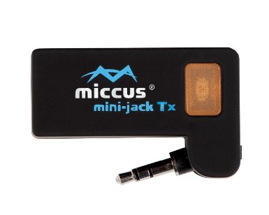 Miccus Mini-jack TX: Portable, Bluetooth transmitter connects to any 3.5mm headphone output. For Bluetooth headphones, Bluetooth speaker, Bluetooth receiver (A2DP)
