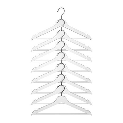 Ikea Hanger Wood Clothes Coat (8 Pack) White Bumerang