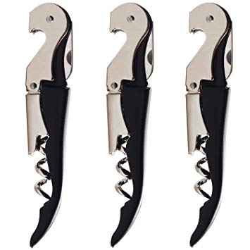 TWICHAN 3 Pack Waiter Corkscrew Upgraded Heavy Duty Wine Opener Set with Foil Cutter and Bottle Opener Wine Key for Restaurant Waiters, Sommelier, Bartenders and Wine Enthusiast Black