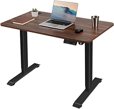 Greesum GS-HAD110 Electric Height Adjustable Computer Table, Modern Design 43-Inch Home Office Standing Desk, Walnut