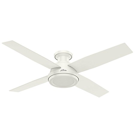 Hunter 59248 Dempsey Low Profile Fresh White Ceiling Fan With Remote, 52"