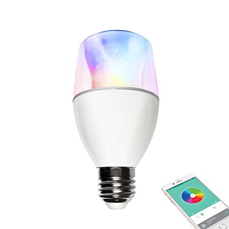 Meixx Bluetooth LED Smart Bulb, Wireless lights bulb for Bluetooth Speaker, Music Play Dimmable Multi Color White Warm White Colorful Light Changing Controlled by APP with Mesh,Socket 5W,Household E27