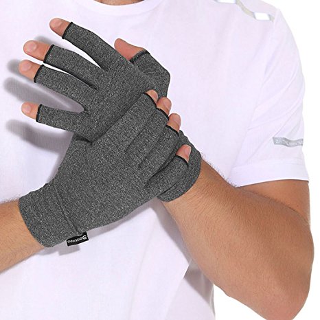 Arthritis Compression Gloves Relieve Pain from Rheumatoid, RSI,Carpal Tunnel, Hand Gloves Fingerless for Computer Typing and Dailywork, Support For Hands And Joints by DISUPPO (Large)