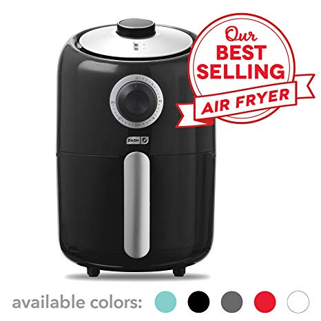 Dash Compact Air Fryer 1.2 L Electric Air Fryer Oven Cooker with Temperature Control, Non Stick Fry Basket, Recipe Guide   Auto Shut off Feature - Black