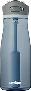 Contigo Wells Plastic Filter Water Bottle with AUTOSPOUT Straw Lid, 32oz., Dark Ice