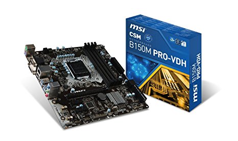 MSI Intel Skylake B150 LGA 1151 DDR4 USB 3.1 Micro ATX Motherboard (CSM-B150M Pro-VDH)