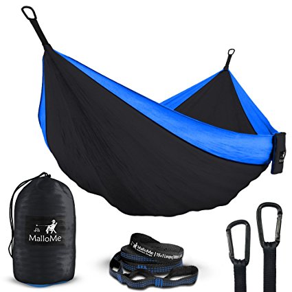 MalloMe Double Portable Camping Hammock - 27 Colors - Heavy Duty Tree Straps Included In Most Colors