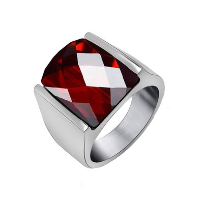 Around 101 Natural Garnet Ring Natal Male Ruby Ring Gemstone Rings Simple Models Titanium Steel Jewelry SA038